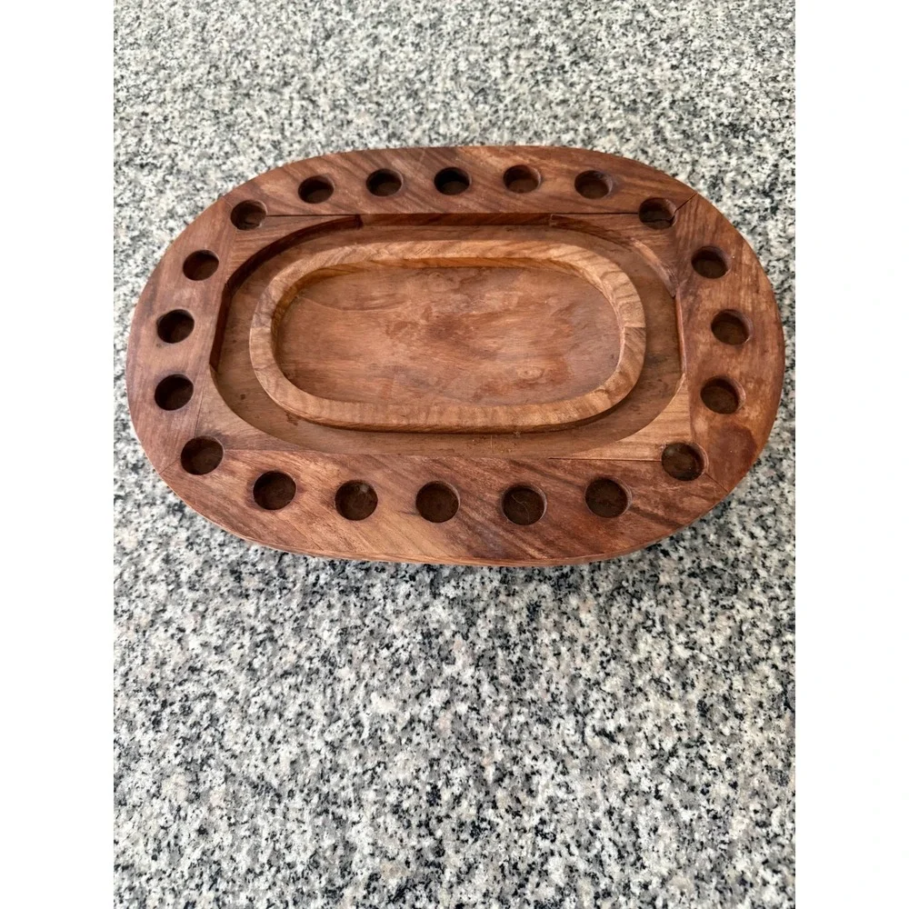 Wooden Church Home Bible study communion Tray holds 20 cups w 100cups Made India